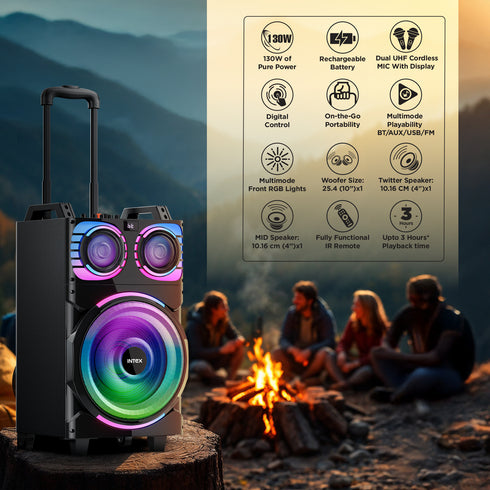 Intex Thriller 1300 Trolley Speaker (130W Power & 3 Hours of Playback)